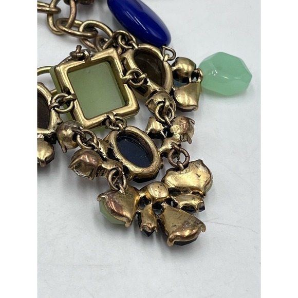 J.‎ Crew Chunky Rhinestone Blue Green Statement Necklace - Picture 8 of 12
